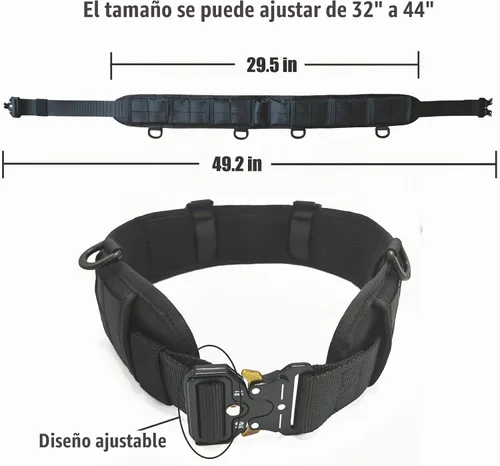 Vista 5 de Cinturón de batalla Molle Cinturón Airsoft Cinturón de herramientas y se adapta a tamaños de 32 a 44 pulgadas (negro)