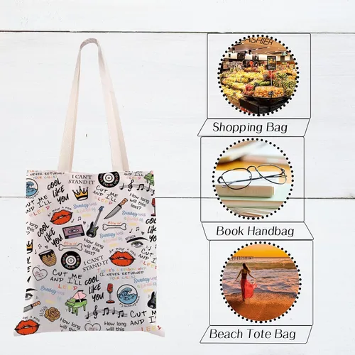 Vista 6 de CMNIM Music Band Gift Album Character Inspired Tote Bag Singers Merch Song Lyric Gift for Band Fans Music Retro Travel Bag