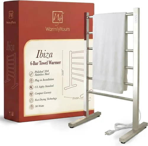 Vista 16 de Ibiza Freestanding Towel Warmer, Black, Plug-in, 6 Bars