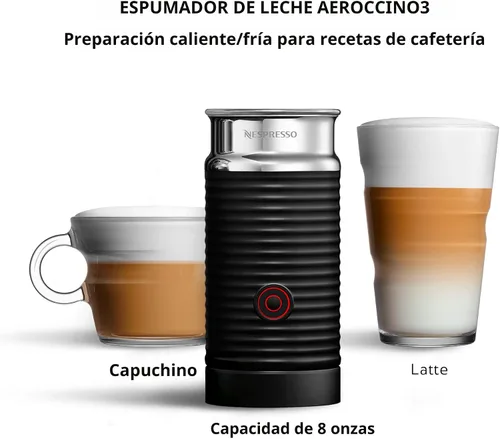 Vista 6 de Máquina de café y espresso Nespresso Vertuo de De'Longhi, color negro piano con espumador de leche Aeroccino Black coffee and espresso maker by