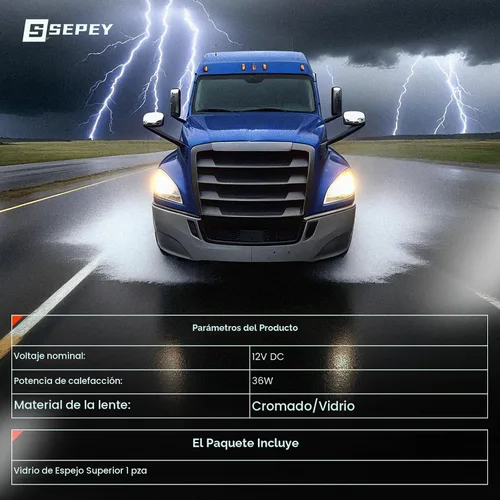 Vista 4 de SEPEY - Espejo superior para Freightliner Cascadia 2008-2017, repuesto con calor de descongelación