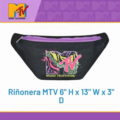 Vista 2 de Riñonera con logotipo de MTV, bolsa cruzada para cinturón Negro