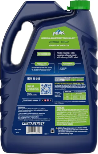 Vista 2 de PEAK OET Extended Life - Anticongelante/refrigerante concentrado verde para vehículos asiáticos, 1 galón (paquete de 2)