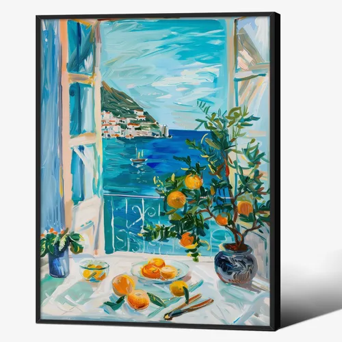 Vista 14 de Póster de pintura al óleo colorida de ventana abierta, arte de pared abstracto impresionista famoso y moderno, impresiones de lienzo estético