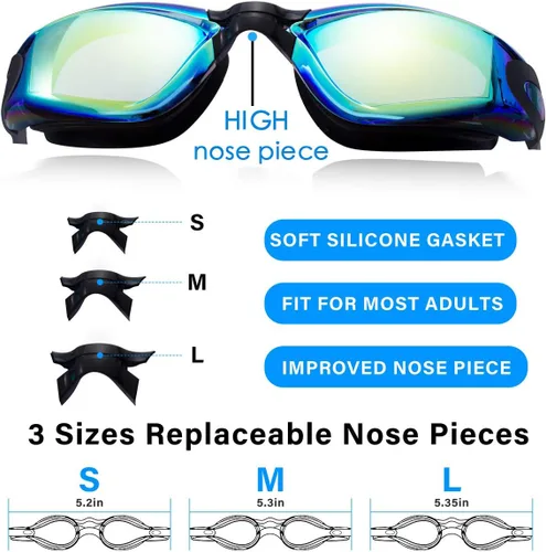 Vista 2 de Keary Paquete de 2 gafas de natación antivaho para adultos, jóvenes y niños mayores de 6 años, gafas de triatlón impermeables contra los rayos UV