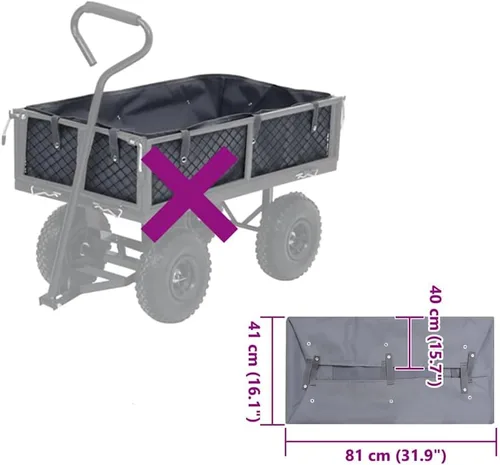 Vista 2 de Garden Cart Liner Dark Grey 33.9x18.1x16.1 in Tela Gris
