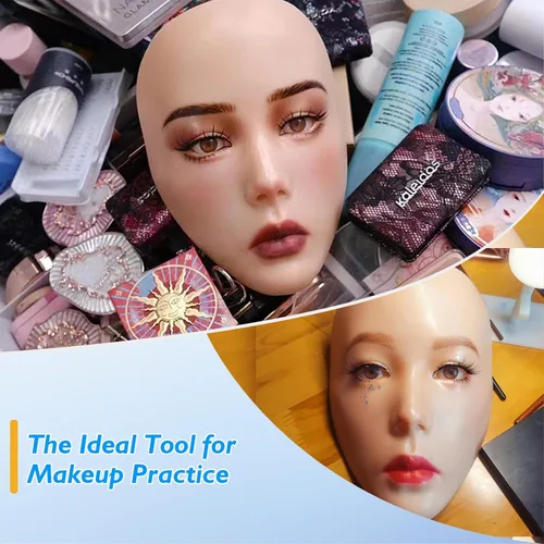 Vista 8 de Tabla facial 5D de práctica de maquillaje de silicona, reutilizable para principiantes para practicar maquillaje de ojos, ojos de silicona, falsos