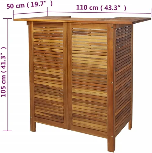 Vista 2 de vidaXL Mesa de bar 43.3"x19.7"x41.3" Madera maciza de acacia