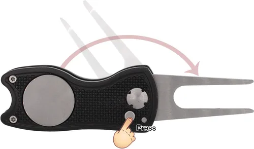Vista 3 de Herramienta de reparación de golf Divot con marcador magnético de bola, metal y diseño plegable