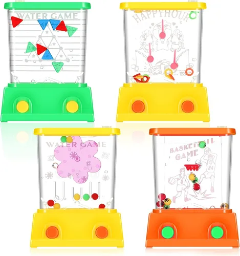 Vista 4 de Gejoy Juego de 4 piezas de juguetes de agua de mano para canasta de Pascua para niños, juego de mano para lanzar anillos de agua, mini retro