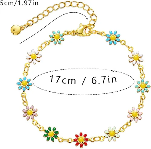 Vista 18 de Delicadas pulseras de oro para mujer, chapado en oro 18, ajustable, mal de ojo, mariposa, cuentas, perla, corazón, turquesa, hecha a mano para mujer