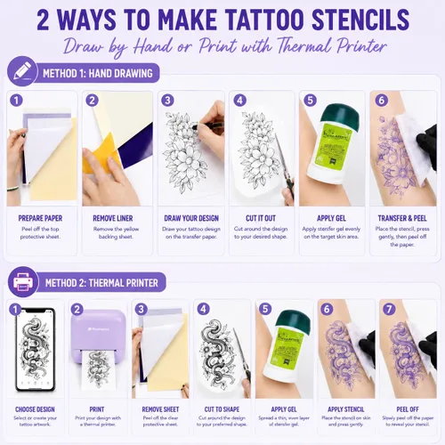 Vista 7 de 30 Sheets A4 Tattoo Transfer Paper, 4-Layer Thermal Stencil Sheets