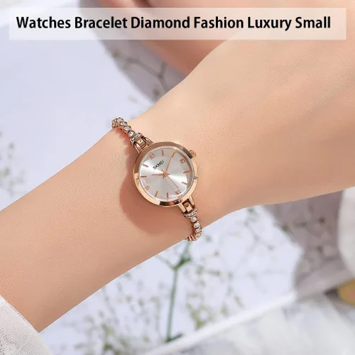Vista 2 de SKMEI Women Watches Bracelet Diamond Ladies Female Small Rose Gold Fashion Luxury Thin Waterproof Analog Quartz Casual Girls Wife Gifts Silver Wrist