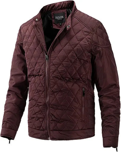 Vista 7 de Flygo Chaqueta bomber para hombre, abrigo acolchado de diamante cálido con bolsillos con cremallera