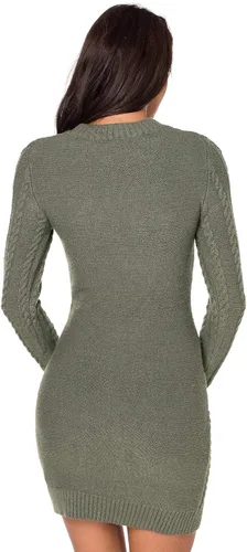 Vista 4 de LaSuiveur - Vestido de punto trenzado, de manga larga, corte entallado, suéter para mujer.