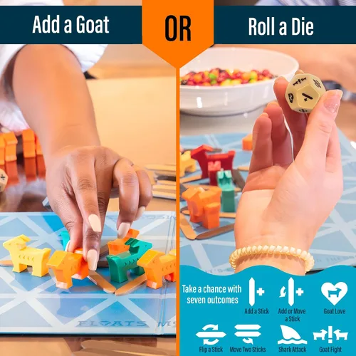 Vista 4 de Hootenanny Games Floats McGoats - Juego de mesa Construye una balsa y salva a tus cabras Perfecto para juegos familiares 2-4 jugadores, a