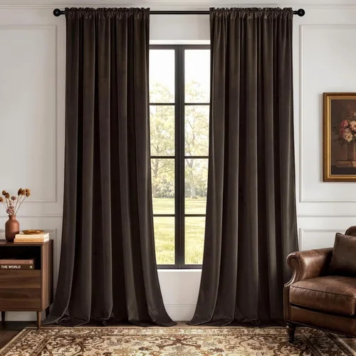 Vista 20 de MIULEE - Juego de 2 paneles de cortinas negro opacas y térmicas de terciopelo para la sala de estar y dormitorio, con bolsillo para cortinero, de 63
