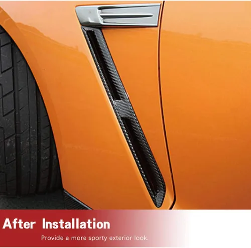 Vista 2 de Fibra de carbono Fender Vents Air Scoops Trim encaja para Nissan GTR Base Coupé 2008-2016