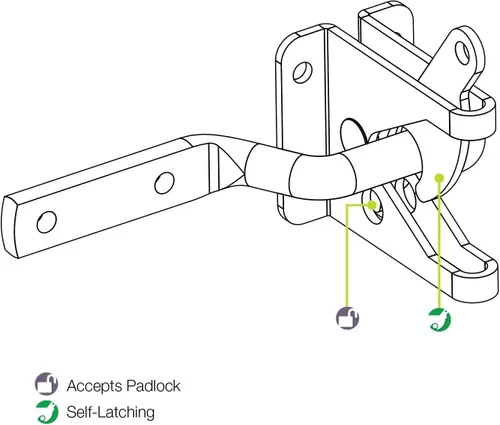 Vista 7 de HILLMASTER Kit de herrajes para manija de puerta de alta resistencia para valla de madera, pestillo de puerta de cierre automático con cuerda