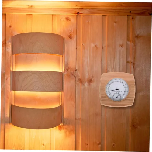 Vista 4 de Healeved Medición confiable de sala de sauna de alta precisión acabado de madera termómetro higrómetro herramienta todo en uno