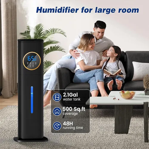 Vista 2 de LACIDOLL Humidificadores para dormitorio de 500 pies cuadrados, humidificador de 2.1 galones/8 litros con luz nocturna y difusor de aceite esencial