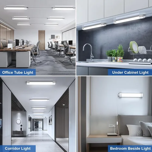 Vista 2 de Luz de Techo LED con Enchufe, Luces de Tubo LED de 5000 K con Enchufe de 16 W, Luz de Armario LED Enlazable con Interruptor de Encendido y Apagado