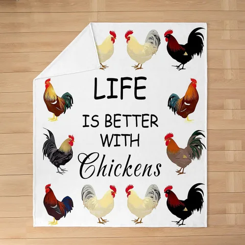 Vista 3 de Manta de felpa para Hen, 40 x 50 pulgadas, manta de franela de forro polar de gallo de pollo para niños, adolescentes, lindos animales para toda