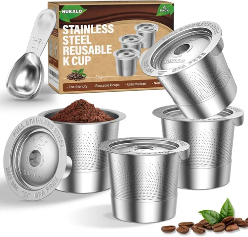 Vista 10 de Cápsulas K reutilizables para Keurig: Cápsulas K recargables de acero inoxidable completo, filtro de café reutilizable para máquinas de café Keurig