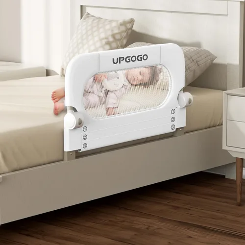 Vista 12 de UPGOGO Barandilla plegable para niños pequeños, gris, 33 pulgadas de largo