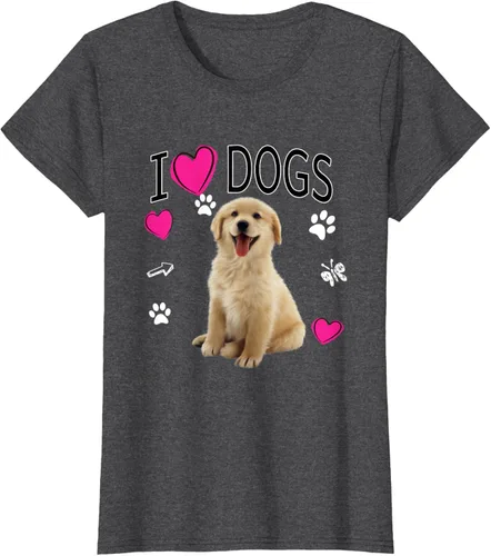 Vista 4 de Camiseta I Love Dogs - Camiseta Golden Labrador retriever, Azul Negro