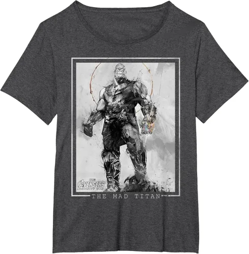 Vista 24 de Marvel Avengers Infinity War Thanos Sketch Graphic Camiseta Negro