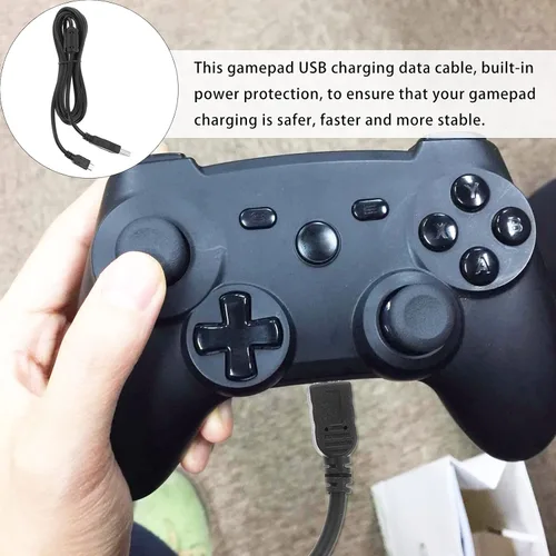Vista 3 de SOLUSTRE Cargadores inalámbricos USB cable de carga compatible con PS4 Slim Pro Game Pad Cable de carga negro controlador de juego mango cargador
