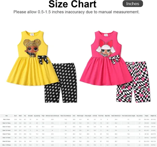 Vista 7 de L.O.L. Surprise! Conjunto de pantalones cortos sin mangas para niñas, conjunto de 2 piezas de 3 a 10 años