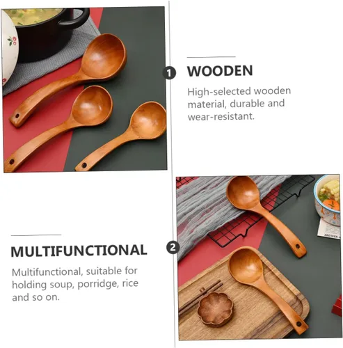 Vista 3 de Cuchara de madera Cuchara de madera Utensilios de cocina de madera Utensilios de madera para comer Cucharas de sopa de madera Cucharas de sopa