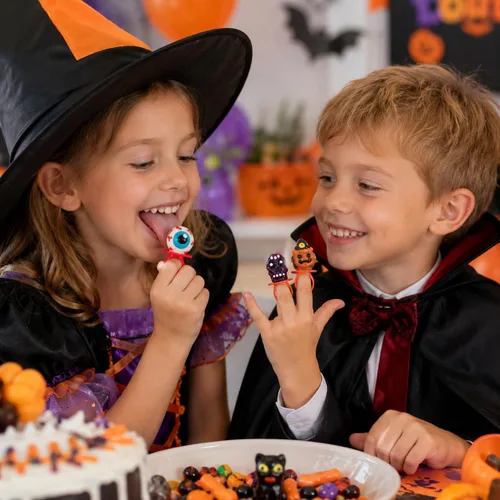 Vista 5 de Fruidles 12 anillos de dulces de Halloween, caramelos duros, envueltos individualmente (paquete de 12)