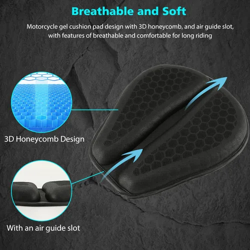 Vista 3 de SUNPIE Cojín de asiento de motocicleta plegable gel suave asientos cubierta