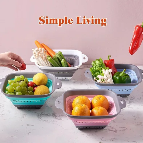Vista 5 de Colador y colador plegable, coladores de silicona y coladores de alimentos, para verduras y frutas, esenciales de cocina