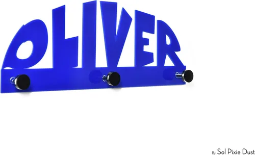 Vista 2 de Modern Wall Hook - Navy Blue - Custom Name - Personalized Wall Hanger - Nursery Room Decor - Coat Hook - Decorative Wall Hooks - Kids Room