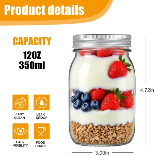 Vista 2 de Accguan - Tarros de vidrio con tapa, ideal para almacenamiento de cocina