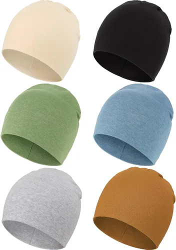 Vista 13 de DRESHOW BQUBO - Paquete de 6 gorros de bebé para niños y niñas, unisex, gorro de punto suave, gorro de guardería para recién nacidos, niños pequeños
