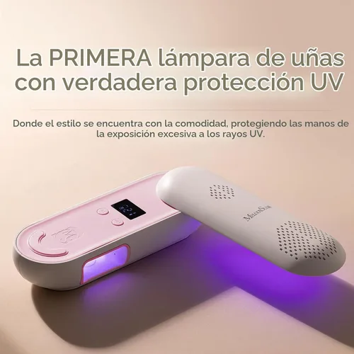 Vista 2 de MelodySusie P-PLUS20F - Lámpara de uñas compacta inalámbrica con innovador panel giratorio y diseño de protección UV, la luz UV recargable cura Rosa