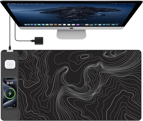 Vista 17 de TopMade Alfombrilla de Mouse de Carga Inalámbrica, Alfombrilla de Mouse para Juegos RGB, Alfombrilla de Escritorio para Oficina en Casa, 31.5" x RGB