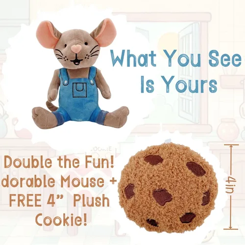 Vista 2 de If You Give a Mouse a Cookie, juego de peluche de ratón y galleta de 9.5