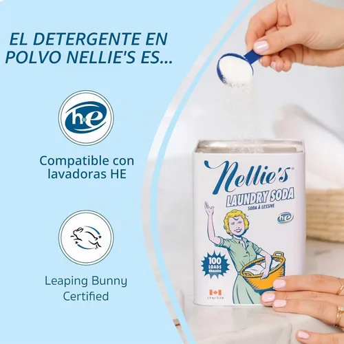 Vista 2 de Nellie's jabón natural de carbonato de sodio para ropa, 3.3 libras