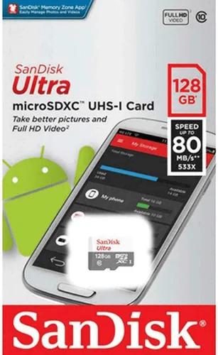 Vista 2 de SanDisk Ultra SDSQUNS-128G-GN6MN - Tarjeta microSDXC de 128 GB, 80 MB/s, UHS-I, clase 10
