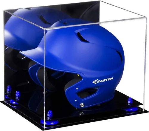 Vista 57 de Better Display Cases Vitrina acrílica para casco de bateo de béisbol con espejo, elevadores rosados, montaje en pared y base de espejo (V22/A012)