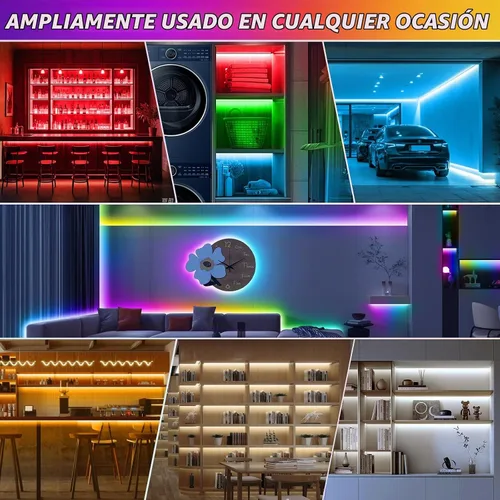 Vista 7 de Tira de luces LED RGBWW+IC de 50 pies con control remoto y aplicación