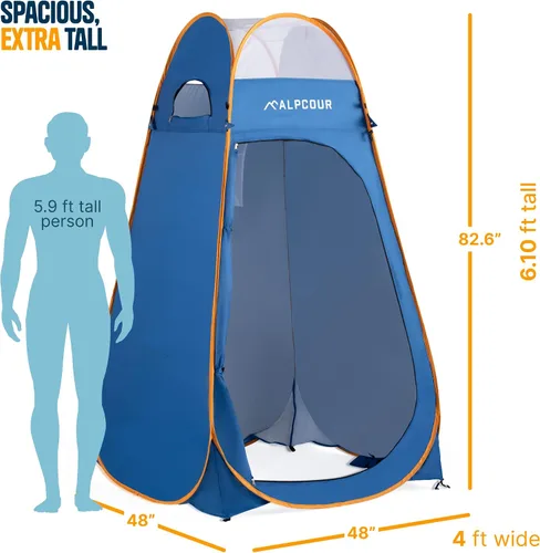 Vista 6 de Alpcour Tienda de campaña desplegable portátil – Tienda de privacidad para inodoro portátil, ducha y vestuario para acampar y al aire libre