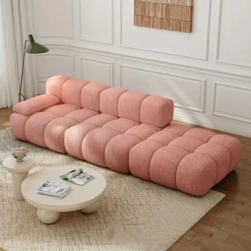 Vista 40 de Settab Sofá modular de nube modular de 118.5 pulgadas con otomana móvil, sofá de pana moderno de 4 asientos, asiento profundo, sofá sin hueso