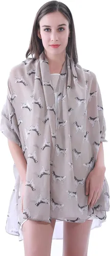 Vista 4 de Bufanda ligera con estampado de perro Golden Retriever para mujer